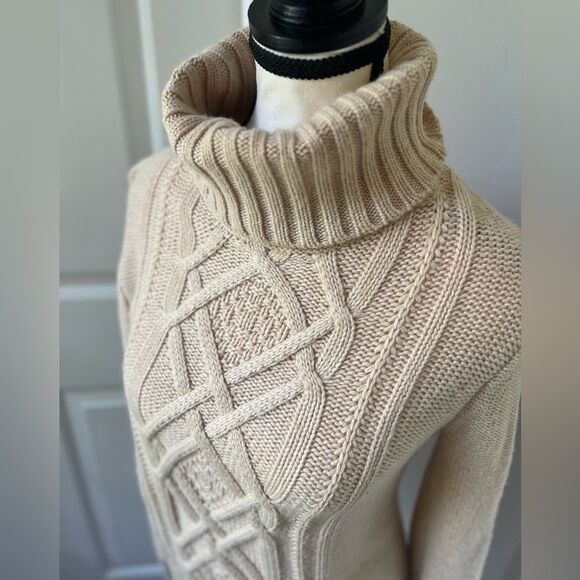 J Crew Wool Blend Cableknit Turtleneck Sweater Small - Picture 2 of 5